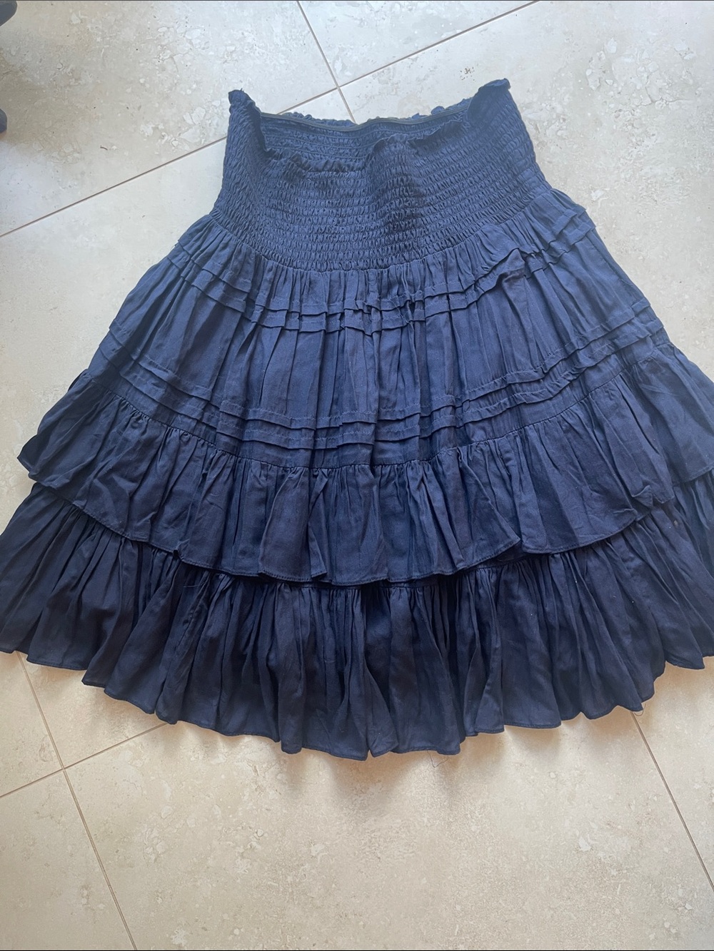 Lauren Ralph Lauren Dark Navy Tiered Smocked Skirt - Picture 7 of 7